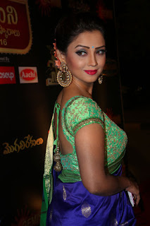 Adaa Khan in saree at Gemini awards 2016 010